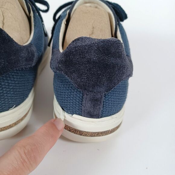 Birkenstock Womens Sneaker Size 6 W EU 37 Blue Suede Canvas Lace Up Bend Low Top - Picture 9 of 9